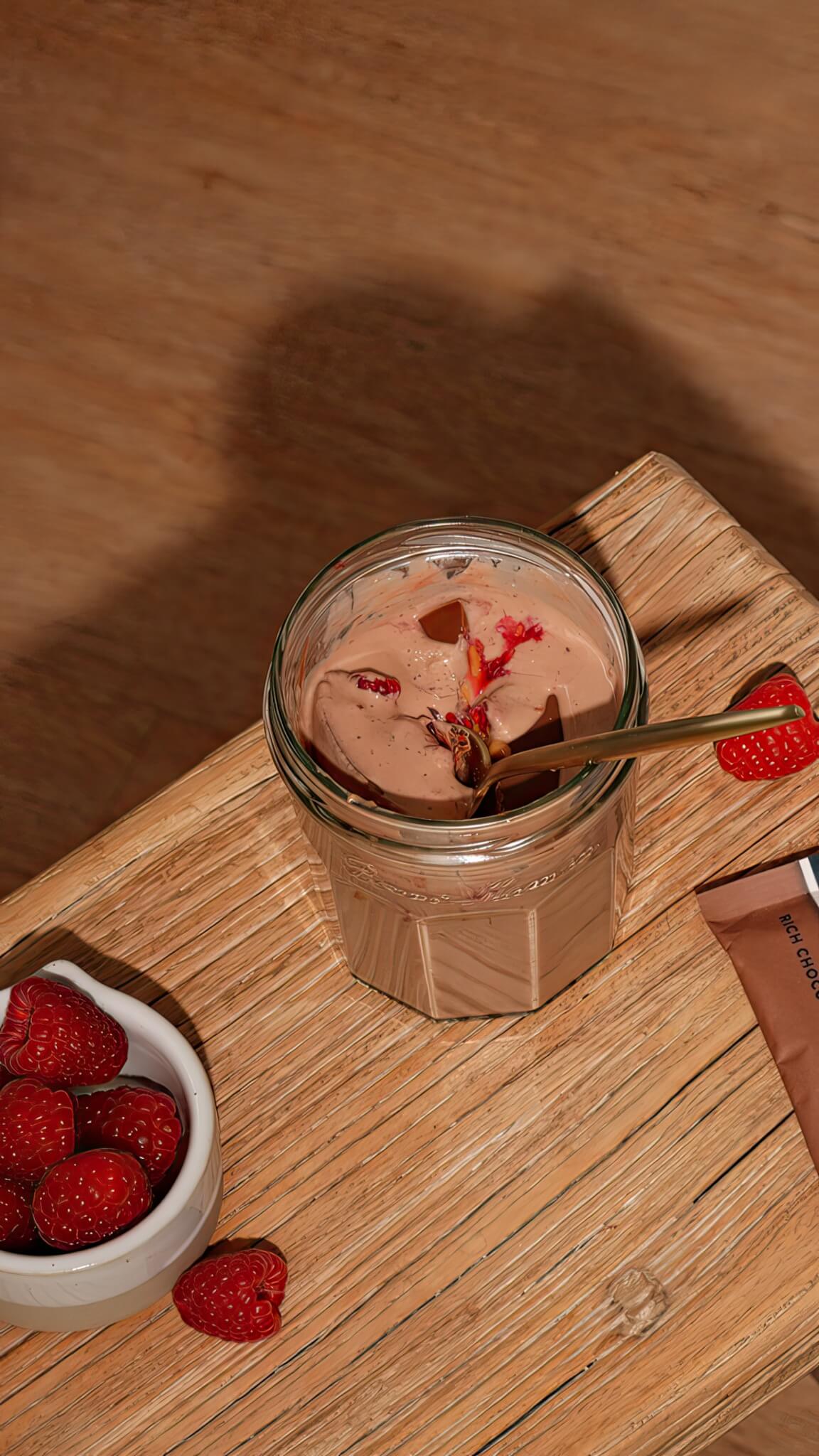 Choc Peanut Butter Raspberry Pudding - Nuzest NZ